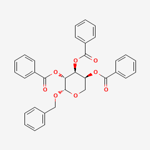 molecular formula C33H28O8 B578892 Benzyl beta-L-arabinopyranoside tribenzoate CAS No. 18403-14-0