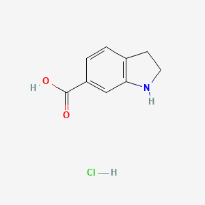 molecular formula C9H10ClNO2 B578903 2,3-Dihydro-1H-indole-6-carboxylic acid hydrochloride CAS No. 15861-37-7