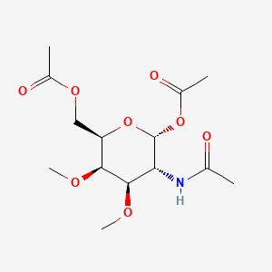 molecular formula C14H23NO8 B578907 [(2R,3R,4R,5R,6R)-5-acetamido-6-acetyloxy-3,4-dimethoxyoxan-2-yl]methyl acetate CAS No. 17296-17-2