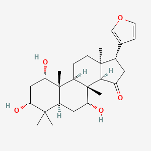 molecular formula C26H38O5 B578945 (1S,3R,5S,7R,8R,9R,10S,13S,14R,17R)-17-(furan-3-yl)-1,3,7-trihydroxy-4,4,8,10,13-pentamethyl-1,2,3,5,6,7,9,11,12,14,16,17-dodecahydrocyclopenta[a]phenanthren-15-one CAS No. 18046-79-2