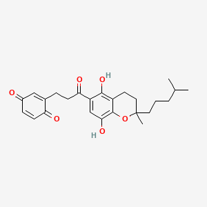 molecular formula C25H30O6 B578964 2-{3-[5,8-Dihydroxy-2-methyl-2-(4-methylpentyl)-3,4-dihydro-2H-1-benzopyran-6-yl]-3-oxopropyl}cyclohexa-2,5-diene-1,4-dione CAS No. 18227-69-5