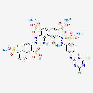 B578970 1-Amino-7-[5-(4,6-dichloro-1,3,5-triazin-2-yl)amino-2-sodiosulfophenylazo]-2-(1,5-disodiosulfo-2-naphthylazo)-8-hydroxy-3,6-naphthalenedisulfonic acid disodium salt CAS No. 17589-26-3
