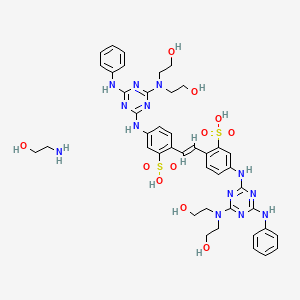 molecular formula C42H51N13O11S2 B578978 Benzenesulfonic acid, 2,2'-(1,2-ethenediyl)bis(5-((4-(bis(2-hydroxyethyl)amino)-6-(phenylamino)-1,3,5-triazin-2-yl)amino)-, compd. with 2-aminoethanol CAS No. 19472-73-2