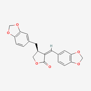 molecular formula C20H16O6 B579104 (3Z,4S)-4-(1,3-benzodioxol-5-ylmethyl)-3-(1,3-benzodioxol-5-ylmethylidene)oxolan-2-one CAS No. 15914-41-7