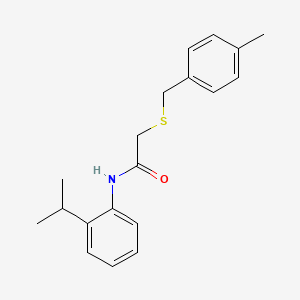 molecular formula C19H23NOS B5791237 2-[(4-methylbenzyl)sulfanyl]-N-[2-(propan-2-yl)phenyl]acetamide 