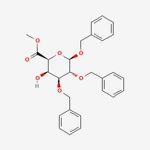 molecular formula C28H30O7 B579216 methyl (2S,3R,4S,5R,6R)-3-hydroxy-4,5,6-tris(phenylmethoxy)oxane-2-carboxylate CAS No. 17120-56-8