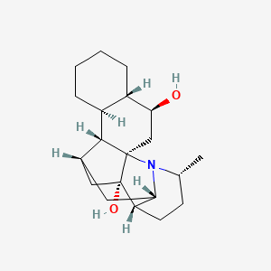 molecular formula C20H31NO2 B579277 (1S,2R,4S,5S,10R,11R,12R,14S,16R,19S)-16-methyl-15-azahexacyclo[10.7.1.02,11.02,15.05,10.014,19]icosane-1,4-diol CAS No. 16585-08-3