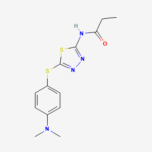 molecular formula C13H16N4OS2 B5792855 N-(5-{[4-(dimethylamino)phenyl]sulfanyl}-1,3,4-thiadiazol-2-yl)propanamide 