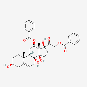molecular formula C35H40O9 B579381 [2-[(3S,8S,9R,10R,12R,13S,14R,17S)-12-benzoyloxy-3,8,14,17-tetrahydroxy-10,13-dimethyl-1,2,3,4,7,9,11,12,15,16-decahydrocyclopenta[a]phenanthren-17-yl]-2-oxoethyl] benzoate CAS No. 19308-45-3