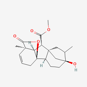molecular formula C20H26O5 B579404 methyl (1R,2R,5S,8S,9S,10R,11R)-5-hydroxy-6,11-dimethyl-16-oxo-15-oxapentacyclo[9.3.2.15,8.01,10.02,8]heptadec-12-ene-9-carboxylate CAS No. 15448-06-3