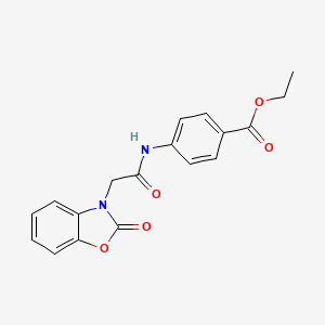 molecular formula C18H16N2O5 B5794930 ETHYL 4-[2-(2-OXO-2,3-DIHYDRO-1,3-BENZOXAZOL-3-YL)ACETAMIDO]BENZOATE 