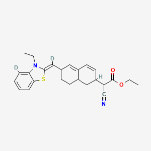 molecular formula C25H26N2O2S B579541 D2(3H),A-Naphthaleneacetic acid, A-cyano-7-[(3-ethyl-2-benzothiazolinylidene)methyl]-4,4A,5,6-tetrahydro-, ethyl ester CAS No. 19208-19-6