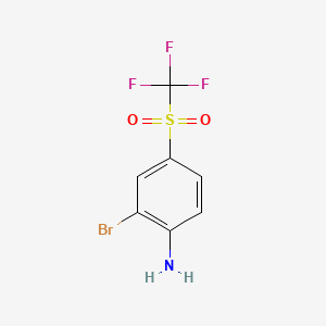 molecular formula C7H5BrF3NO2S B579566 2-Bromo-4-(trifluoromethylsulfonyl)benzenamine CAS No. 16368-43-7