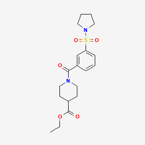 molecular formula C19H26N2O5S B5795738 ETHYL 1-[3-(PYRROLIDINE-1-SULFONYL)BENZOYL]PIPERIDINE-4-CARBOXYLATE 