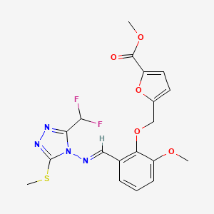 molecular formula C19H18F2N4O5S B5795822 METHYL 5-{[2-({[3-(DIFLUOROMETHYL)-5-(METHYLSULFANYL)-4H-1,2,4-TRIAZOL-4-YL]IMINO}METHYL)-6-METHOXYPHENOXY]METHYL}-2-FUROATE 