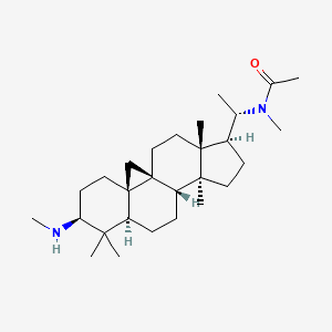 molecular formula C28H48N2O B579589 N-methyl-N-[(1S)-1-[(1S,3R,6S,8R,11S,12S,15S,16R)-7,7,12,16-tetramethyl-6-(methylamino)-15-pentacyclo[9.7.0.01,3.03,8.012,16]octadecanyl]ethyl]acetamide CAS No. 16974-77-9