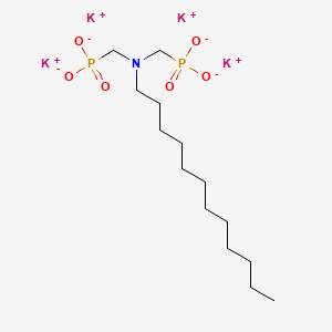 molecular formula C14H29K4NO6P2 B579591 ((Dodecylimino)bis(methylene))bisphosphonic acid, potassium salt CAS No. 18312-78-2