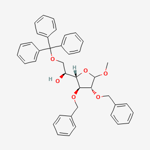 molecular formula C40H40O6 B579598 (1S)-1-[(2S,3S,4R)-5-methoxy-3,4-bis(phenylmethoxy)oxolan-2-yl]-2-trityloxyethanol CAS No. 16895-95-7