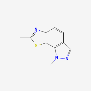 molecular formula C10H9N3S B579599 1,7-Dimethyl-1H-thiazolo[4,5-g]indazole CAS No. 18035-09-1