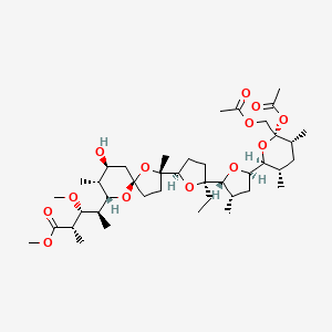molecular formula C41H68O13 B579654 methyl (2S,3R,4S)-4-[(2S,5R,7S,8R,9S)-2-[(2R,5S)-5-[(2R,3S,5R)-5-[(2S,3S,5R,6S)-6-acetyloxy-6-(acetyloxymethyl)-3,5-dimethyloxan-2-yl]-3-methyloxolan-2-yl]-5-ethyloxolan-2-yl]-7-hydroxy-2,8-dimethyl-1,10-dioxaspiro[4.5]decan-9-yl]-3-methoxy-2-methylpentanoate CAS No. 17313-43-8