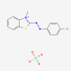molecular formula C14H11Cl2N3O4S B579680 2-[(E)-(4-Chlorophenyl)diazenyl]-3-methyl-1,3-benzothiazol-3-ium perchlorate CAS No. 16600-06-9