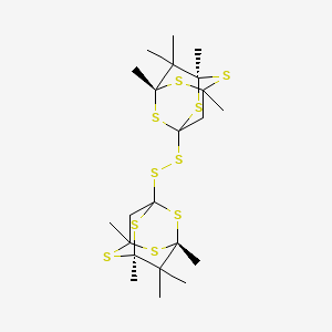 molecular formula C22H34S10 B579694 (1R,5S)-1,3,5,9,9-pentamethyl-7-[[(3R,7S)-3,5,7,10,10-pentamethyl-2,4,6,8-tetrathiatricyclo[3.3.1.13,7]decan-1-yl]disulfanyl]-2,4,6,8-tetrathiatricyclo[3.3.1.13,7]decane CAS No. 17525-43-8