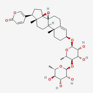 5-[(3S,8R,9S,10R,13R,14S,17R)-3-[(2R,3R,4S,5R,6S)-3,4-dihydroxy-6-methyl-5-[(2S,3R,4R,5R,6S)-3,4,5-trihydroxy-6-methyloxan-2-yl]oxyoxan-2-yl]oxy-14-hydroxy-10,13-dimethyl-1,2,3,6,7,8,9,11,12,15,16,17-dodecahydrocyclopenta[a]phenanthren-17-yl]pyran-2-one