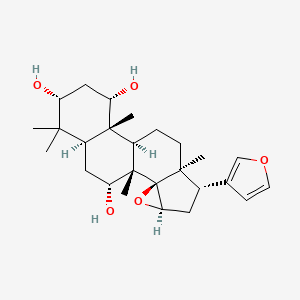 molecular formula C26H38O5 B579767 (1S,2R,4R,6S,7S,10R,11S,12S,14R,16S,18R)-6-(furan-3-yl)-1,7,11,15,15-pentamethyl-3-oxapentacyclo[8.8.0.02,4.02,7.011,16]octadecane-12,14,18-triol CAS No. 18061-45-5