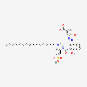 molecular formula C42H56N4O6S B579768 4-Hydroxy-3-[[4-hydroxy-3-[[2-[methyl(octadecyl)amino]-5-sulfophenyl]carbamoyl]naphthalen-1-yl]diazenyl]benzoic acid CAS No. 15590-06-4