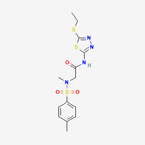 molecular formula C14H18N4O3S3 B5797901 N-(5-ethylsulfanyl-1,3,4-thiadiazol-2-yl)-2-[methyl-(4-methylphenyl)sulfonylamino]acetamide 