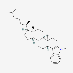molecular formula C34H51N B579797 (1R,13R,14S,17R,18R,21S,22S)-9,13,17-trimethyl-18-[(2R)-6-methylheptan-2-yl]-9-azahexacyclo[11.11.0.02,10.03,8.014,22.017,21]tetracosa-2(10),3,5,7-tetraene CAS No. 16156-81-3