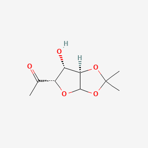 molecular formula C9H14O5 B579806 1-[(5S,6R,6aR)-6-hydroxy-2,2-dimethyl-3a,5,6,6a-tetrahydrofuro[2,3-d][1,3]dioxol-5-yl]ethanone CAS No. 19189-70-9
