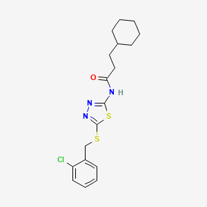 molecular formula C18H22ClN3OS2 B5798472 N-(5-{[(2-CHLOROPHENYL)METHYL]SULFANYL}-1,3,4-THIADIAZOL-2-YL)-3-CYCLOHEXYLPROPANAMIDE 