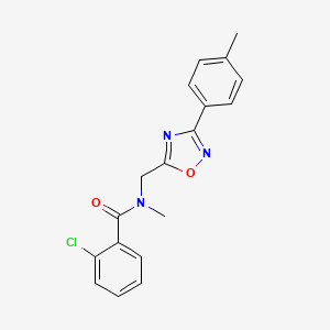 molecular formula C18H16ClN3O2 B5798678 2-chloro-N-methyl-N-[[3-(4-methylphenyl)-1,2,4-oxadiazol-5-yl]methyl]benzamide 