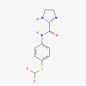 molecular formula C11H11F2N3OS B5798809 N-[4-(difluoromethylsulfanyl)phenyl]-4,5-dihydro-1H-imidazole-2-carboxamide 