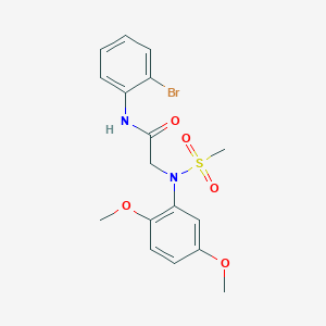 molecular formula C17H19BrN2O5S B5798986 N-(2-bromophenyl)-2-(2,5-dimethoxy-N-methylsulfonylanilino)acetamide 