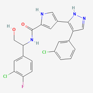N-[1-(3-Chloro-4-fluorophenyl)-2-hydroxyethyl]-3-[4-(3-chlorophenyl)-1,2-dihydro-3H-pyrazol-3-ylidene]-3H-pyrrole-5-carboxamide