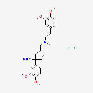 molecular formula C26H37ClN2O4 B579920 2-(3,4-Dimethoxyphenyl)-5-[2-(3,4-dimethoxyphenyl)ethyl-methylamino]-2-ethylpentanenitrile;hydrochloride CAS No. 190850-49-8