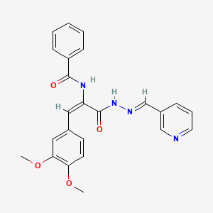 molecular formula C24H22N4O4 B5799228 N-{(1E)-1-(3,4-dimethoxyphenyl)-3-oxo-3-[(2E)-2-(pyridin-3-ylmethylidene)hydrazinyl]prop-1-en-2-yl}benzamide 