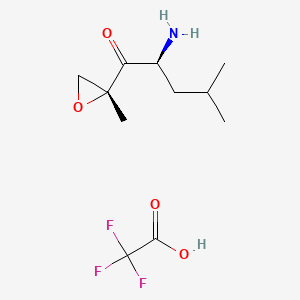 molecular formula C11H18F3NO4 B579927 (S)-2-氨基-4-甲基-1-((R)-2-甲基环氧乙烷-2-基)戊烷-1-酮 2,2,2-三氟乙酸盐 CAS No. 247068-85-5