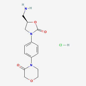 molecular formula C14H18ClN3O4 B579932 (R)-4-(4-(5-(aminomethyl)-2-oxooxazolidin-3-yl)phenyl)morpholin-3-one Hydrochloride CAS No. 1429311-47-6