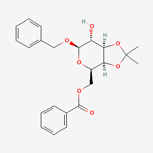 molecular formula C23H26O7 B579937 [(3aS,4R,6R,7R,7aR)-7-hydroxy-2,2-dimethyl-6-phenylmethoxy-4,6,7,7a-tetrahydro-3aH-[1,3]dioxolo[4,5-c]pyran-4-yl]methyl benzoate CAS No. 16741-12-1