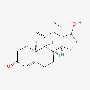 molecular formula C20H28O2 B579942 (8S,9S,10R,14S)-13-Ethyl-17-hydroxy-11-methylene-6,7,8,9,10,11,12,13,14,15,16,17-dodecahydro-1H-cyclopenta[a]phenanthren-3(2H)-one CAS No. 220332-82-1