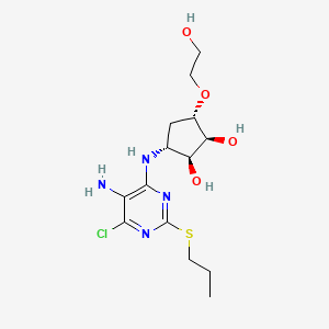 molecular formula C14H23ClN4O4S B579954 (1S,2S,3R,5S)-3-((5-amino-6-chloro-2-(propylthio)pyrimidin-4-yl)amino)-5-(2-hydroxyethoxy)cyclopentane-1,2-diol CAS No. 1402150-32-6