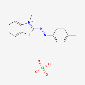 molecular formula C15H14ClN3O4S B579975 3-Methyl-2-[(E)-(4-methylphenyl)diazenyl]-1,3-benzothiazol-3-ium perchlorate CAS No. 16600-05-8
