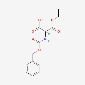 molecular formula C13H14NO6- B579982 Propanedioic acid, [[(phenylmethoxy)carbonyl]amino]-, monoethyl ester CAS No. 7682-49-7