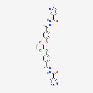 molecular formula C32H30N6O6 B5799963 N-[(E)-1-[4-[[3-[4-[(E)-C-methyl-N-(pyridine-3-carbonylamino)carbonimidoyl]phenoxy]-1,4-dioxan-2-yl]oxy]phenyl]ethylideneamino]pyridine-3-carboxamide 