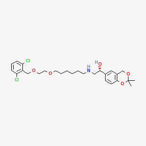 molecular formula C27H37Cl2NO5 B580009 (1R)-2-[[6-[2-[(2,6-Dichlorobenzyl)oxy]ethoxy]hexyl]aMino]-1-(2,2-diMethyl-4H-1,3-benzodioxin-6-yl)ethanol CAS No. 503068-37-9