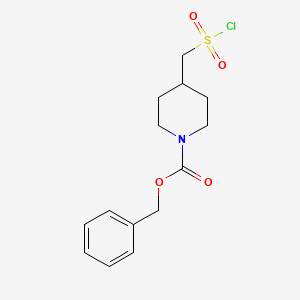 molecular formula C14H18ClNO4S B580025 Benzyl 4-((chlorosulfonyl)methyl)piperidine-1-carboxylate CAS No. 1211587-42-6