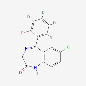molecular formula C15H10ClFN2O B580030 Desalkylflurazepam-d4 CAS No. 1286430-01-0